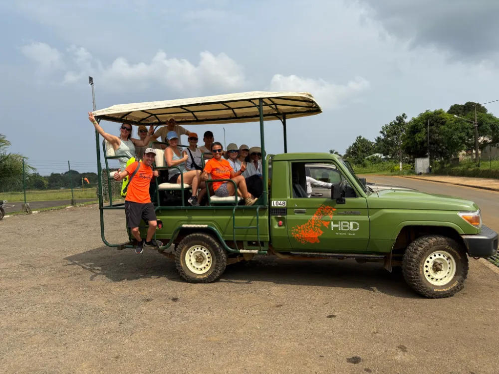 green van with group ready for the trip