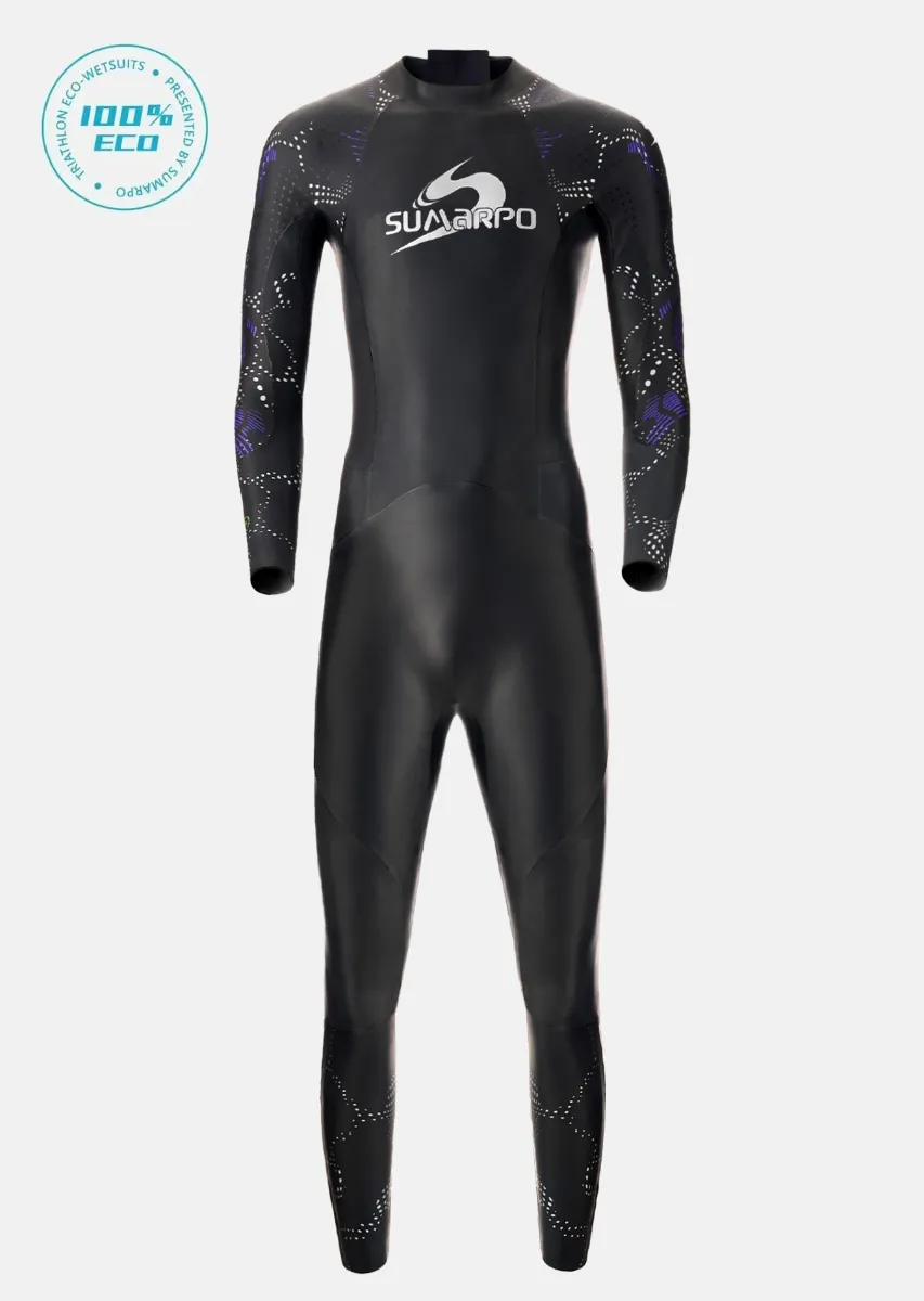 Front view of SUMARPO Aspire Pro wetsuit showing full-body fit, sleek design, and high-performance features.