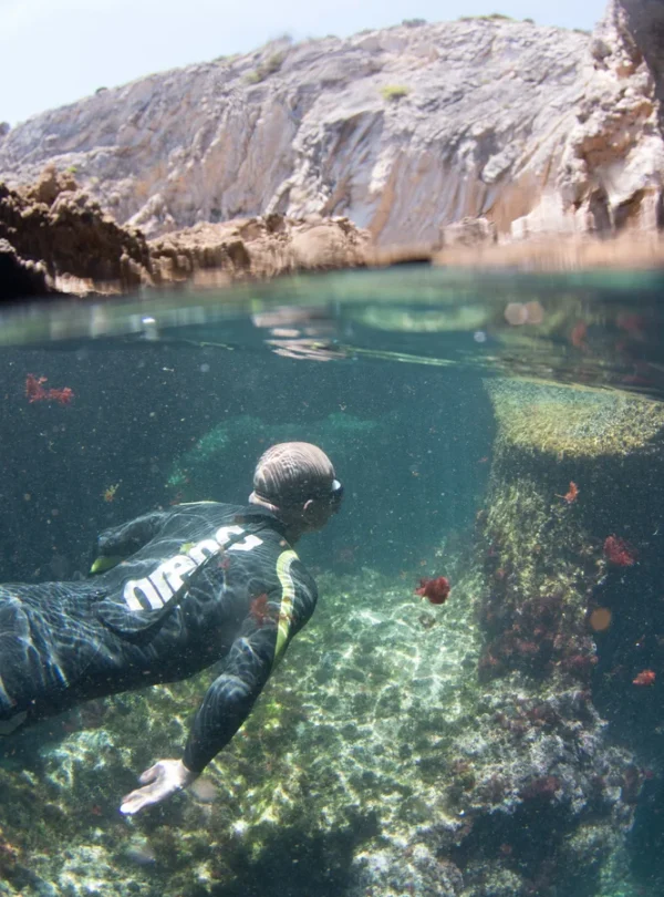 Swimming in the clear waters of Sesimbra